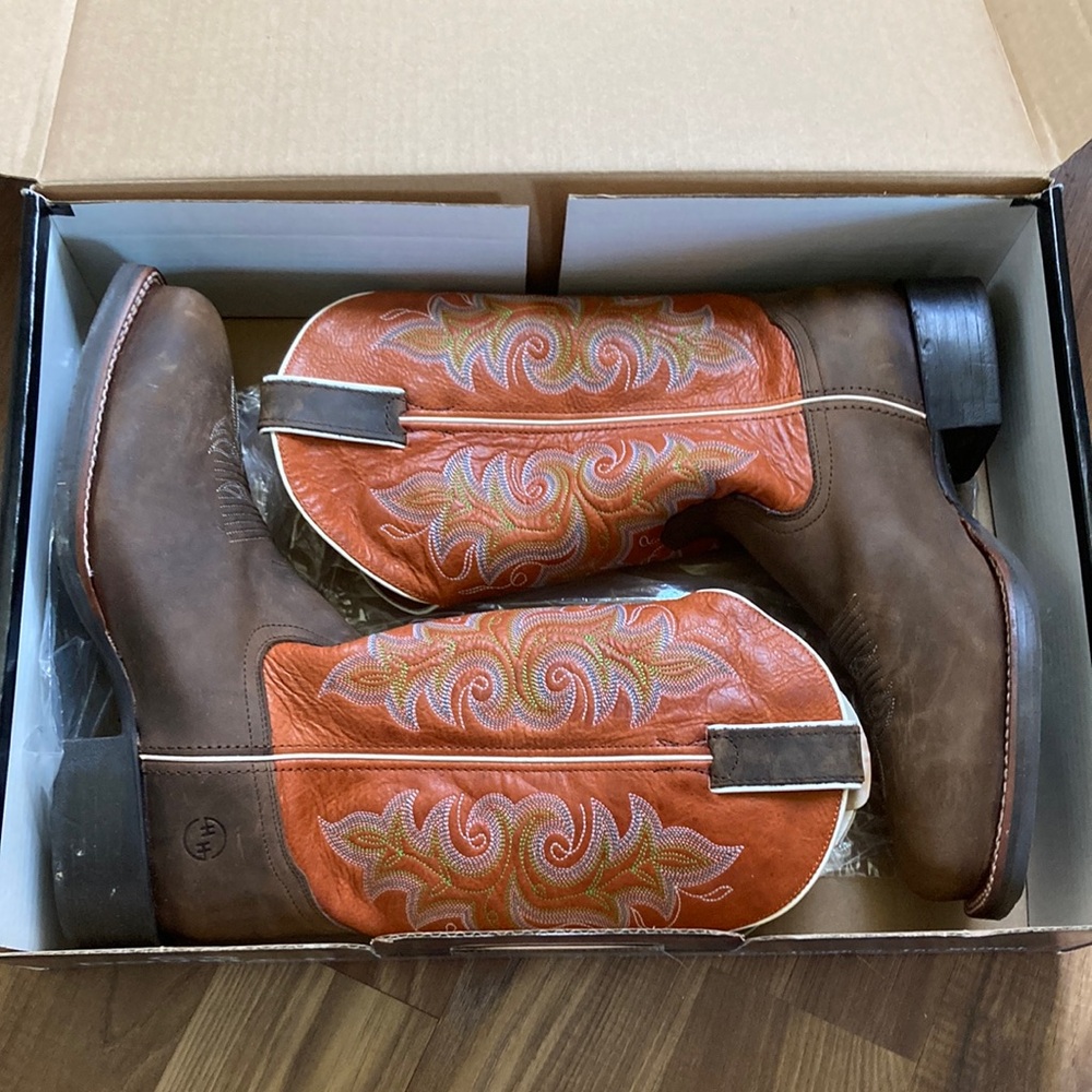 Men’s double H boots brown and orange size 9D